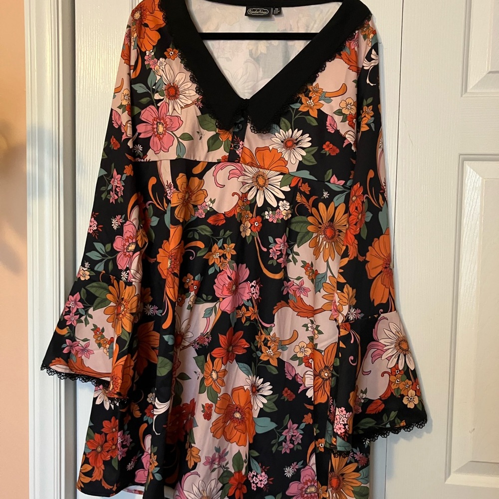 Voodoo Vixen Black, Orange & Pink Retro-style Minidress